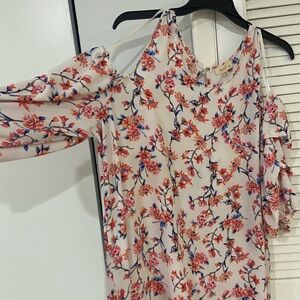 Love J Pink Floral Cold Shoulder Blouse